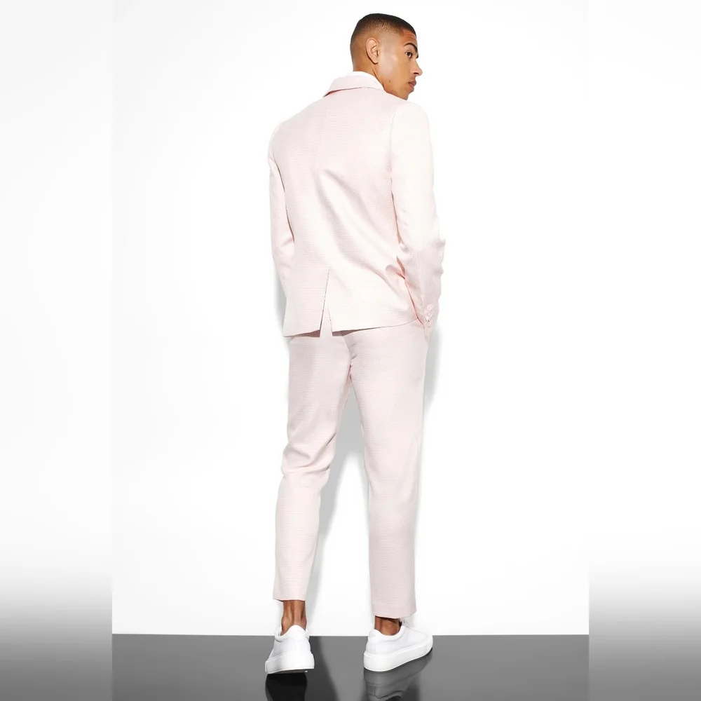Boohooman SLIM SINGLE BREASTED DOGSTOOTH SUIT JACKET AND PANT SET